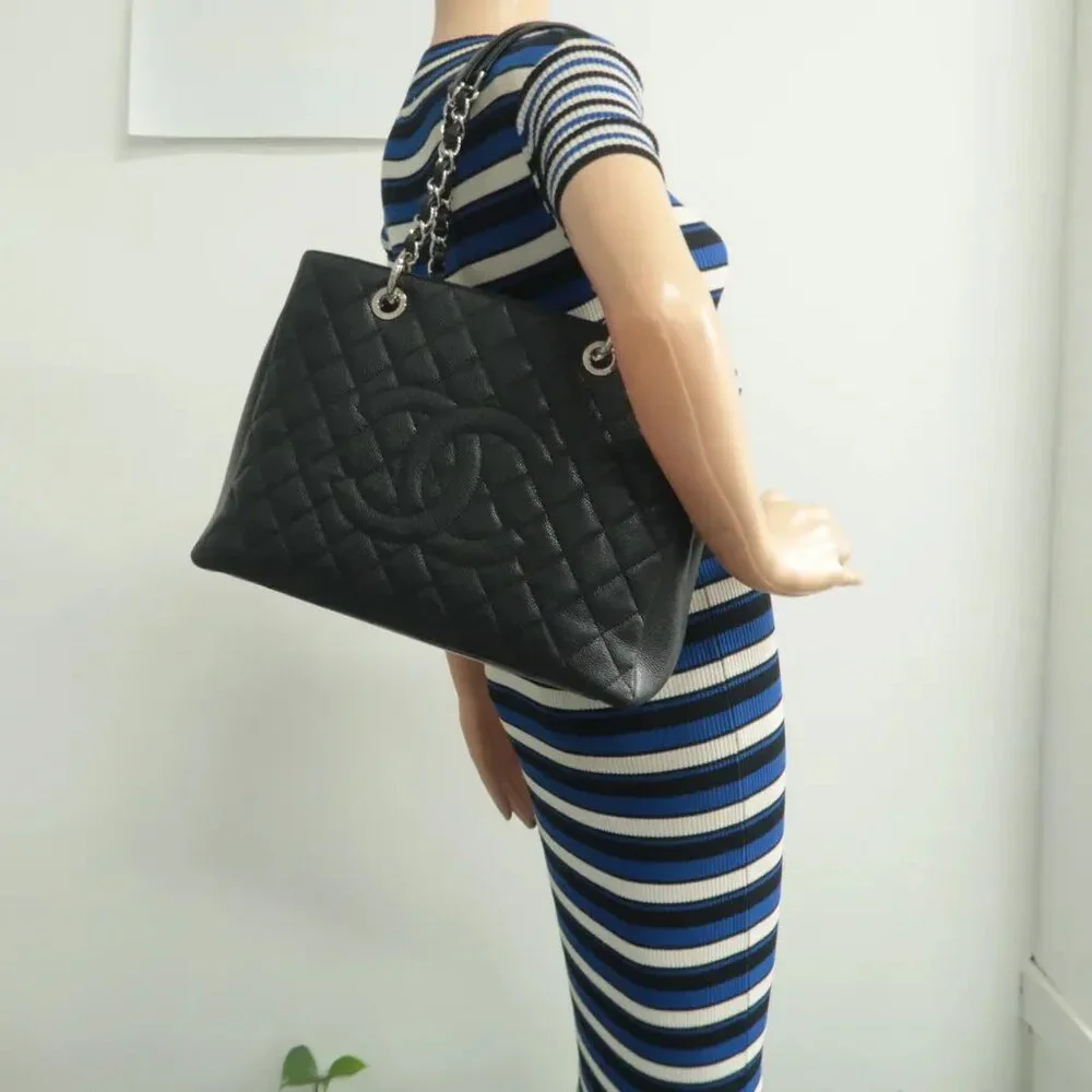 100% Authentic CHANEL Grand shopping Black Leather Shoulder Bag - Picture 12 of 12